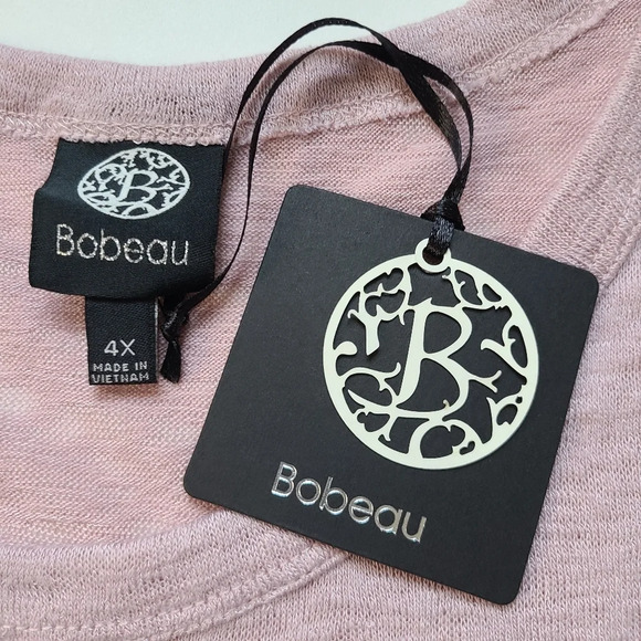 Bobeau NWT Pink Side Tie Rayon Plus Knit Top Barbiecore Pink 4X - Picture 6 of 7